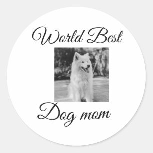 Simple colourful animal add name photo dog mum gif classic round sticker