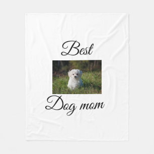 Simple colourful animal add name photo dog mum gif fleece blanket