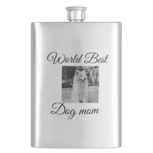 Simple colourful animal add name photo dog mum gif hip flask
