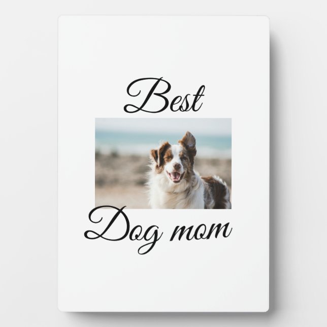 Simple colourful animal add name photo dog mum gif plaque (Front)