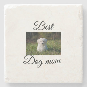 Simple colourful animal add name photo dog mum gif stone coaster