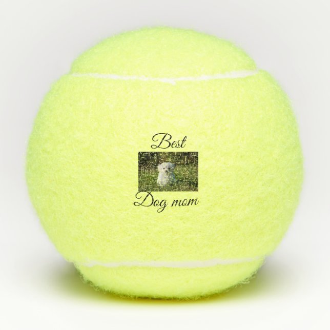 Simple colourful animal add name photo dog mum gif tennis balls (Front)