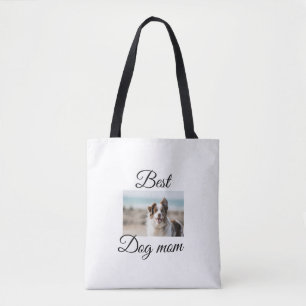 Simple colourful animal add name photo dog mum gif tote bag
