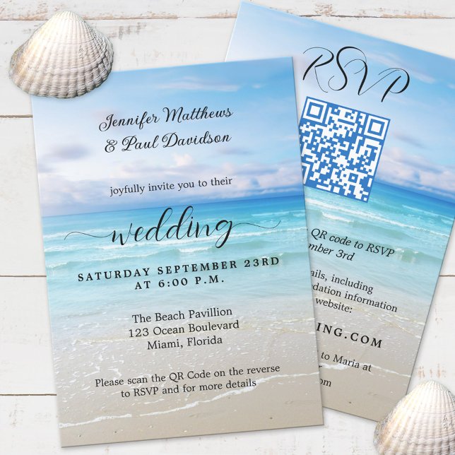 Simple Colourful Beach QR Wedding Invitation (Creator Uploaded)