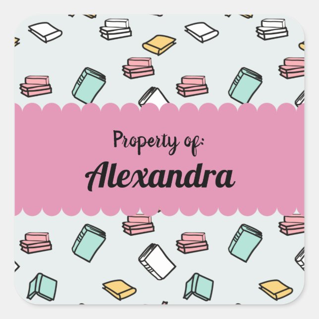 Simple Colourful Books Pattern Personalised label (Front)