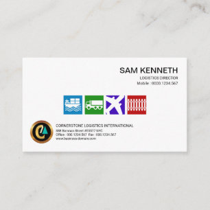 Simple Colourful Bright Logistic Services Icon Business Card