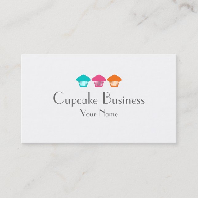 Simple colourful cupcakes bakery business cards (Front)