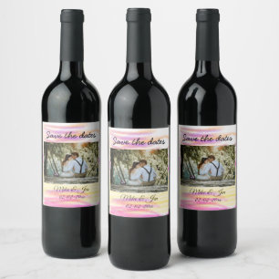 simple colourful custom save the date photo name i wine label