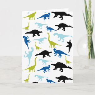 Simple colourful dinosaur pattern greeting card