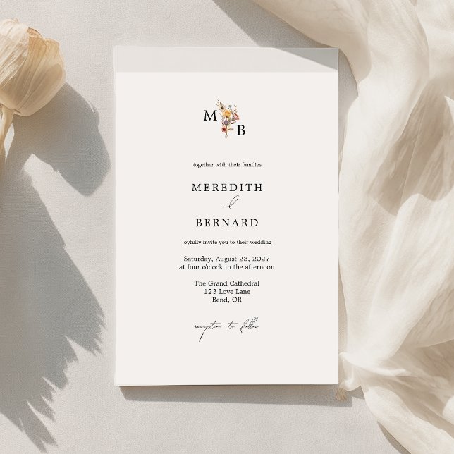 Simple Colourful Floral Monogram Wedding Invitation (Creator Uploaded)