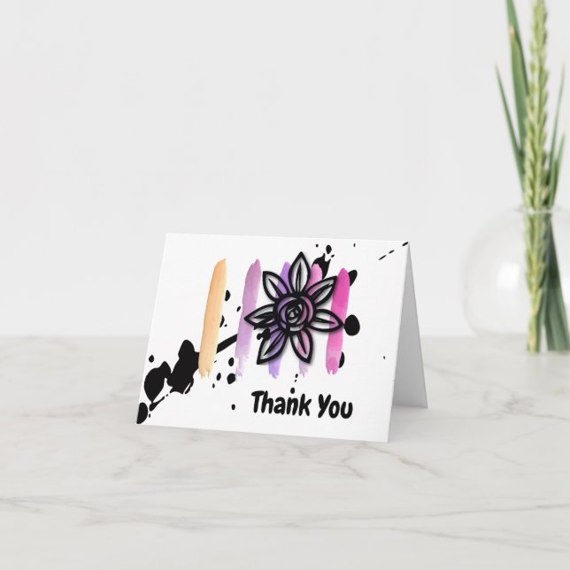 Simple Colourful Floral Thank You Card (Front)