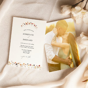 Simple Colourful Floral Wedding Photo Invitation