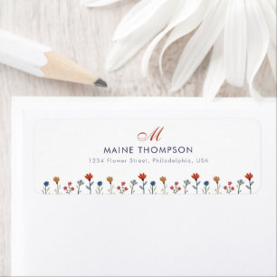 Simple Colourful Flowers Script Monogram Name