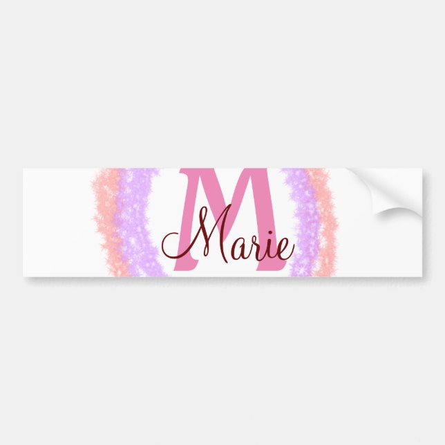 Simple colourful glitter sparkle add name monogram bumper sticker (Front)