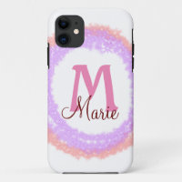 Simple colourful glitter sparkle add name monogram