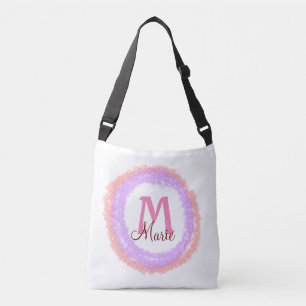 Simple colourful glitter sparkle add name monogram crossbody bag