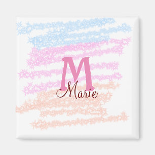 Simple colourful glitter sparkle add name monogram magnet