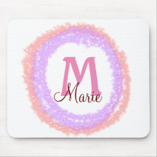 Simple colourful glitter sparkle add name monogram mouse pad