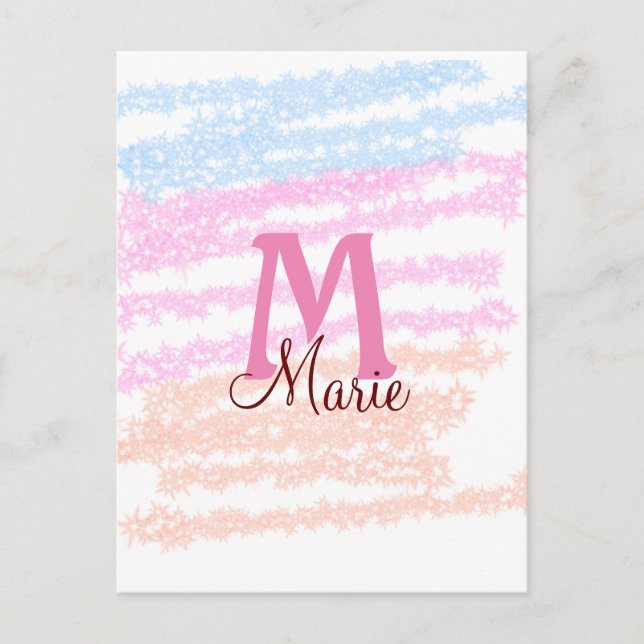 Simple colourful glitter sparkle add name monogram postcard (Front)