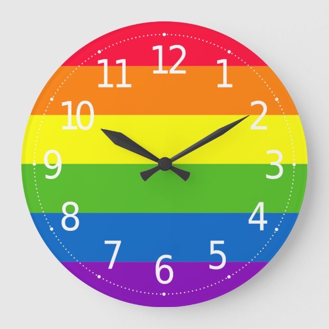 Simple Colourful LGBT Pride Rainbow | Wall Clock (Front)