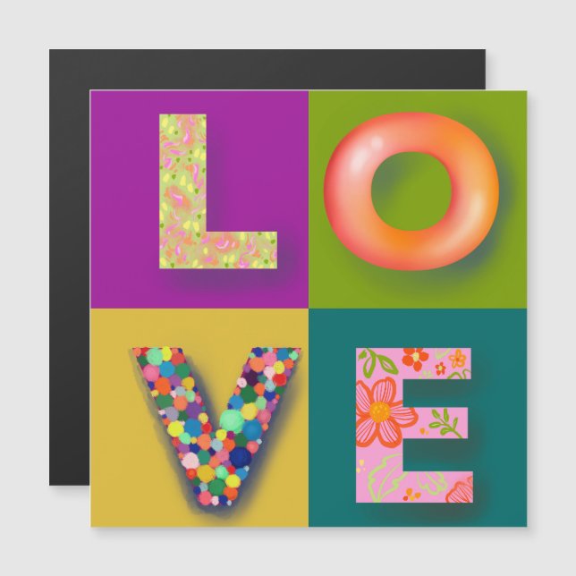 Simple colourful LOVE Refrigerator magnet  (Front/Back)