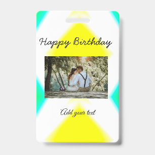 simple colourful minimal happy birthday add your ID badge