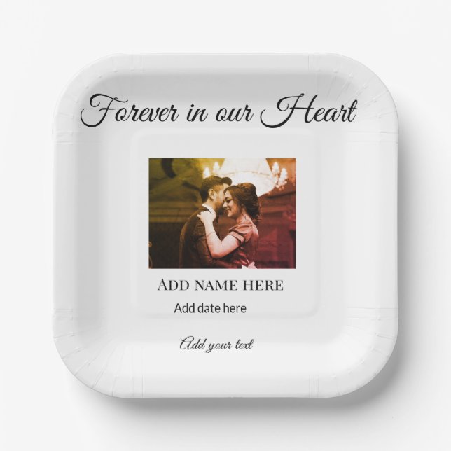 simple colourful minimal loving memory sympathy ad paper plate (Front)