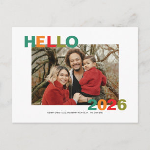 Simple colourful modern typography 2026 photo postcard