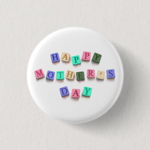 Simple Colourful Mother's Day Tiles   Pin Button