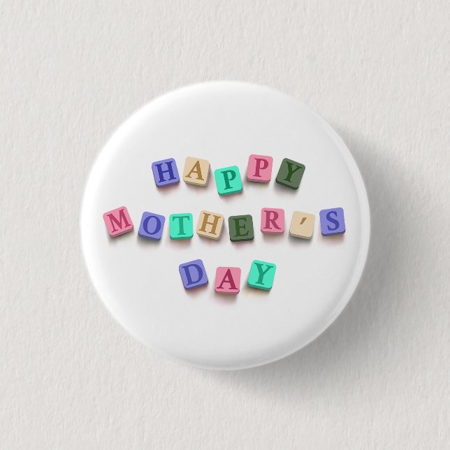 Simple Colourful Mother's Day Tiles | Pin Button (Front)