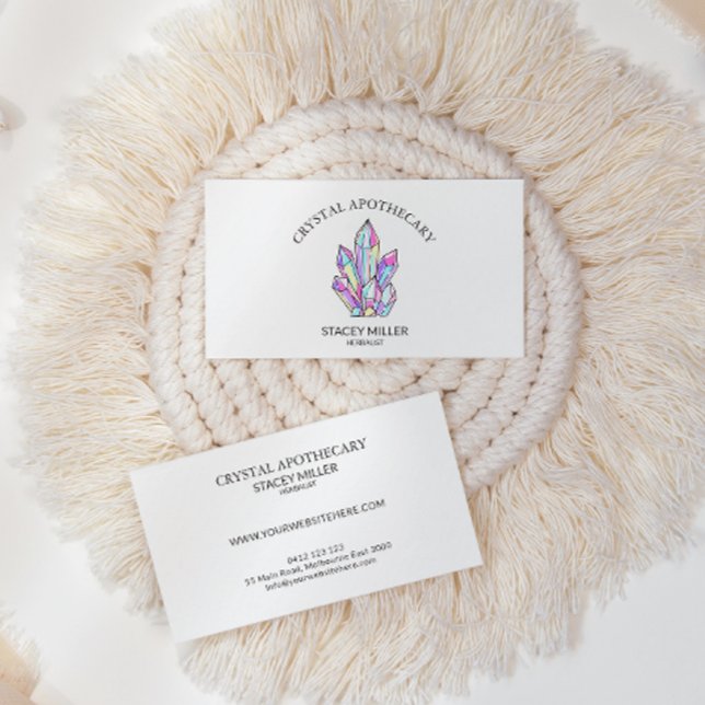 Simple Colourful New Age Crystal Apothecary Business Card (Creator Uploaded)