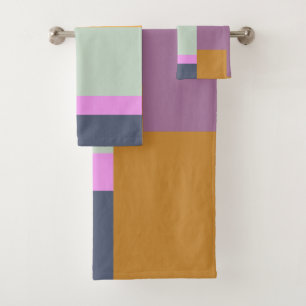 Simple Colourful Patchwork Geometric Shapes Design Bath Towel Set