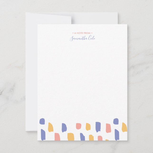 Simple Colourful Personalised Stationery Note Card (Front)
