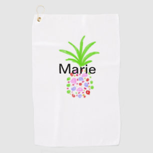 Simple colourful pineapple add name minimal custom golf towel