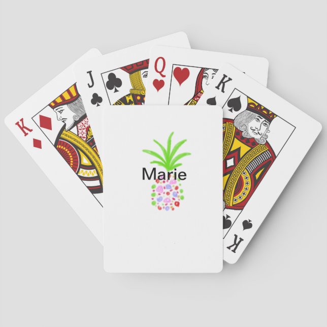 Simple colourful pineapple add name minimal custom playing cards (Back)