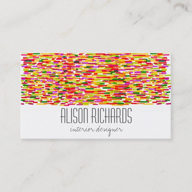 Simple Colourful rainbow stripes interior design Business Card (Front)
