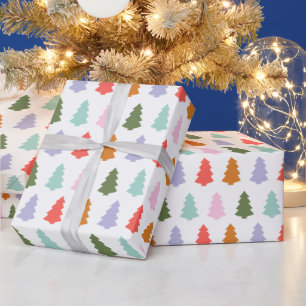 Simple Colourful Trees Winter Holiday Wrapping Paper