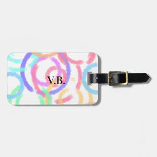 Simple colourful watercolor circle handmade add luggage tag