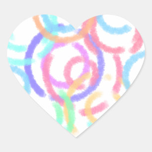 Simple colourful watercolor circle handmade  heart sticker