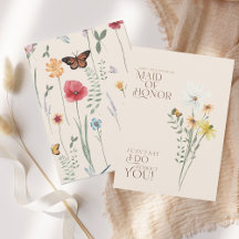 Simple Colourful Wildflower Be My Maid of Honour
