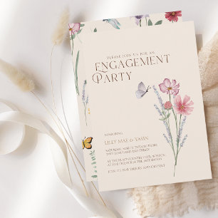 Simple Colourful Wildflower Engagement Party Invitation