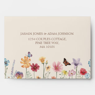 Simple Colourful Wildflower Floral Wedding Envelope