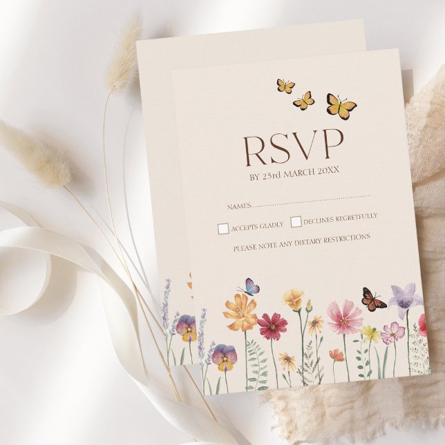 Simple Colourful Wildflower Floral Wedding RSVP (Simple Colorful Wildflower Floral Wedding RSVP Card)
