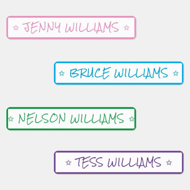 Simple Colours Custom Name Star Clothing Iron On (Group)