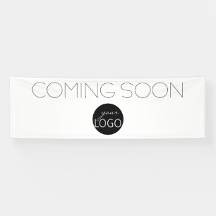 Simple Coming Soon Black and White Business Logo Banner