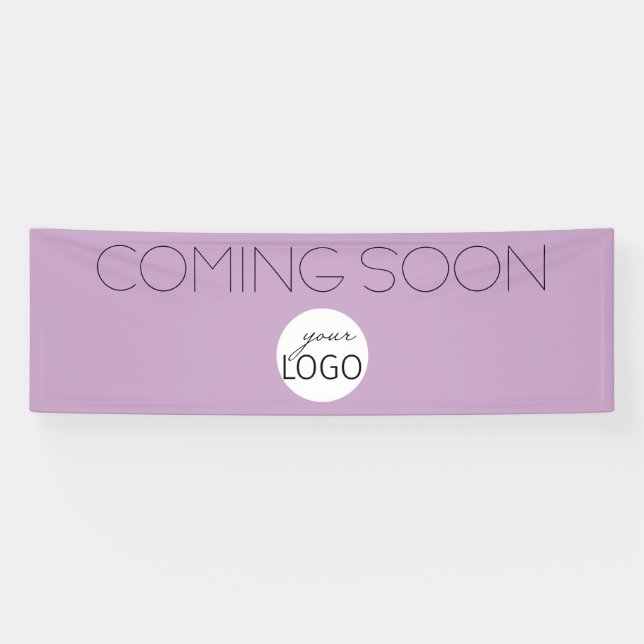 Simple Coming Soon Lilac Promotional Business Logo Banner (Horizontal)