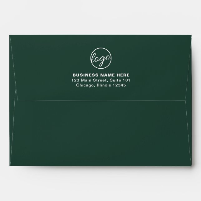 Simple Company Branding Forest Green Logo Business Envelope (Back (Top Flap))