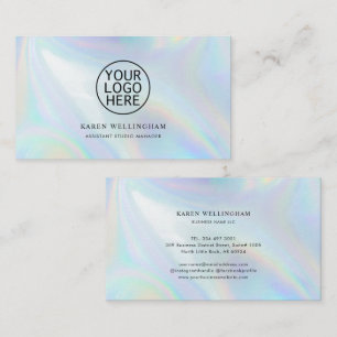 Simple Company Logo Iridescent Custom Business Card