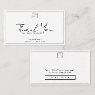 Simple Company Logo Promo Code Thank You Card