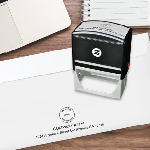 Simple Company Logo Return Name Address Centred S Self-inking Stamp